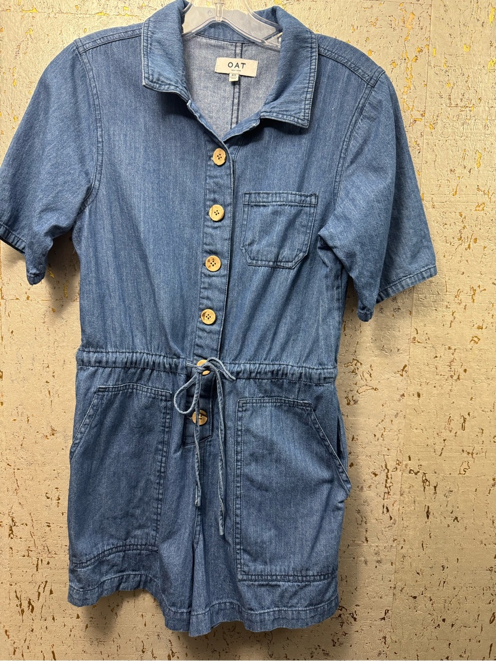Oat New York Women's Denim Short Romper Button-Up
